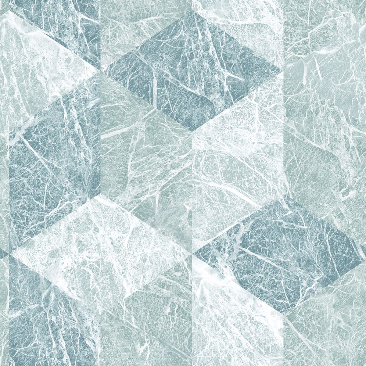 Picture of Rizzo Light Blue Geometric Stone Wallpaper