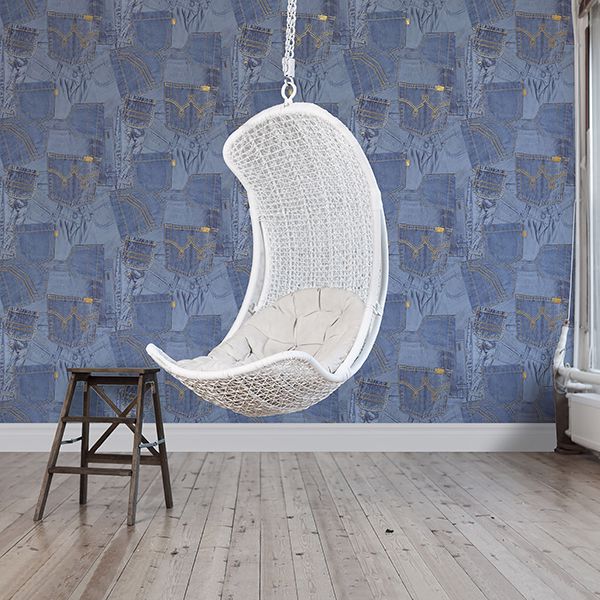 Inky Denim Jean Pocket Wallpaper - Brewster Wallcovering