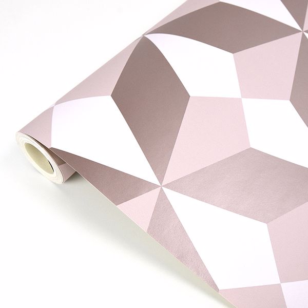 Newby Rose Gold Geometric Wallpaper - Brewster Wallcovering