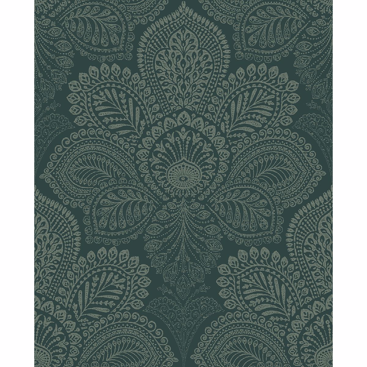 Picture of Triumph Dark Green Medallion Wallpaper