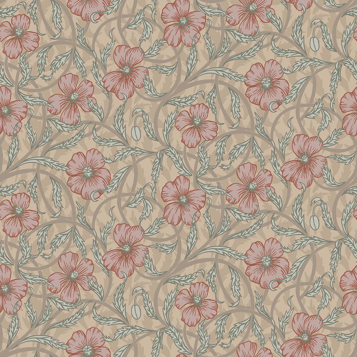 Picture of Imogen Light Brown Floral Wallpaper