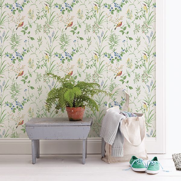 Imperial Garden Green Botanical Wallpaper - Brewster Wallcovering