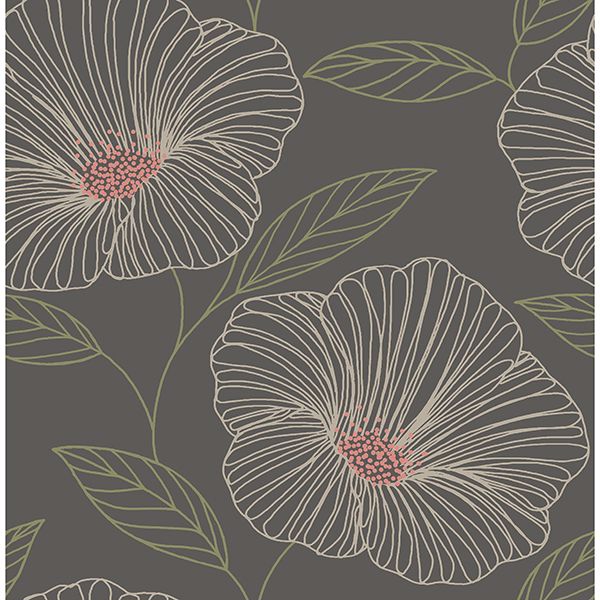 Brewster Wallcovering-Mythic Brown Floral Wallpaper