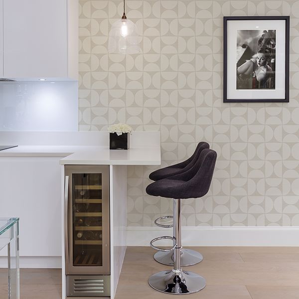 Deedee Beige Geometric Faux Grasscloth Wallpaper  | Brewster Wallcovering - The WorkRm