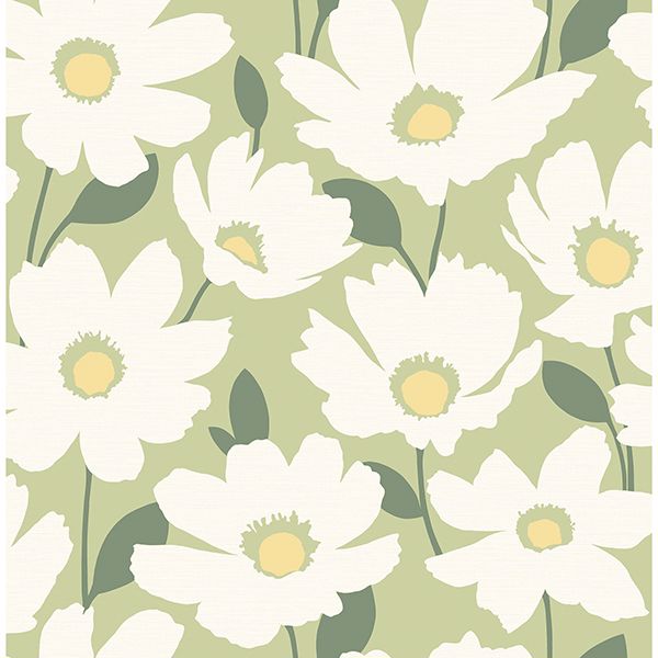 Picture of Astera Green Floral Wallpaper