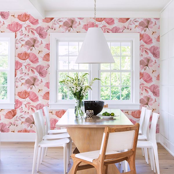 Zahra Pink Floral Wallpaper  | Brewster Wallcovering - The WorkRm