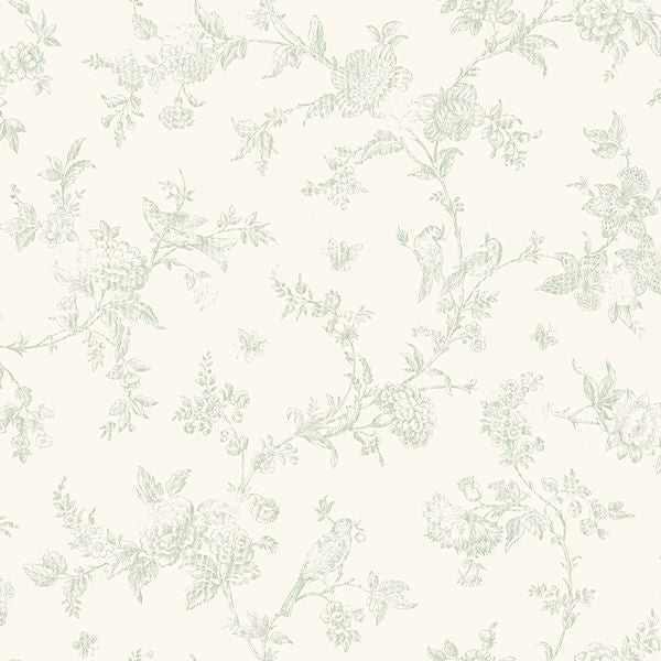 Picture of French Nightingale Sage Floral Scroll Wallpaper