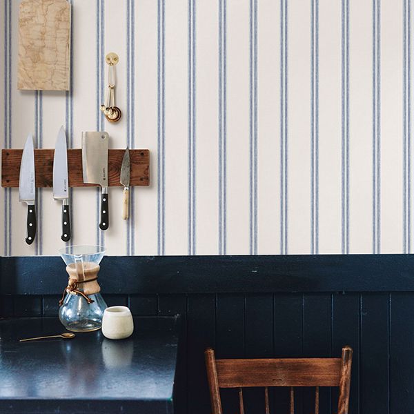 Johnny Navy Stripes Wallpaper  | Brewster Wallcovering - The WorkRm