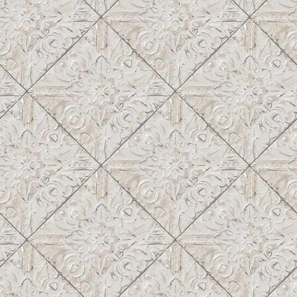 Picture of Brandi Grey Metallic Faux Tile Wallpaper