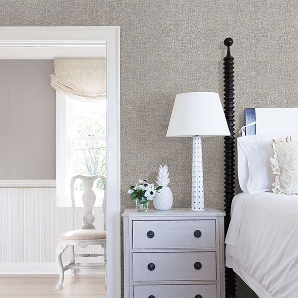 Waylon Charcoal Faux Fabric Wallpaper  | Brewster Wallcovering - The WorkRm