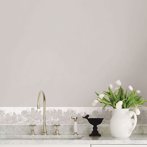 Parton Light Grey Chicken Border - Brewster Wallcovering