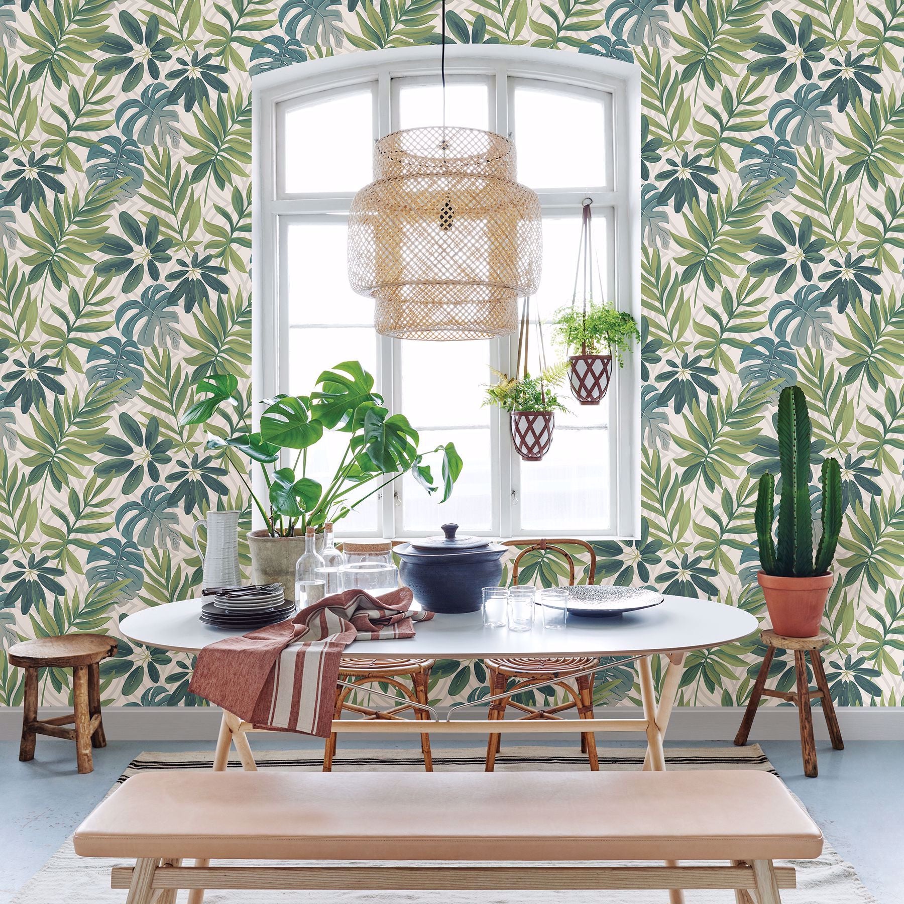 Nocturnum Green Leaves Wallpaper  | Brewster Wallcovering - The WorkRm