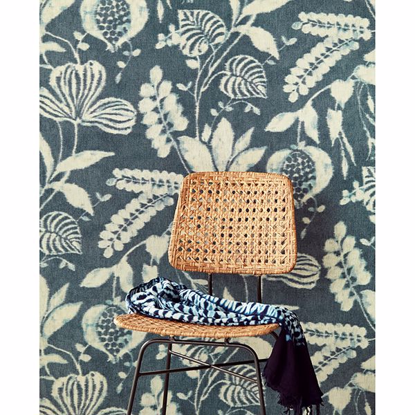 Arvada Indigo Botanical Wallpaper  | Brewster Wallcovering - The WorkRm