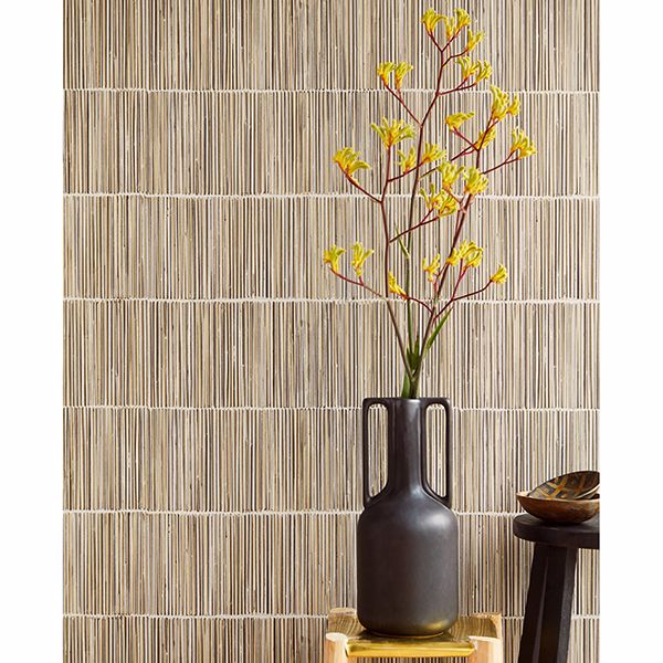 Aspen Neutral Natural Stripe Wallpaper  | Brewster Wallcovering