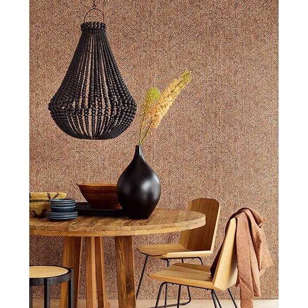 Longmont Burnt Sienna Global Geometric Wallpaper  | Brewster Wallcovering - The WorkRm