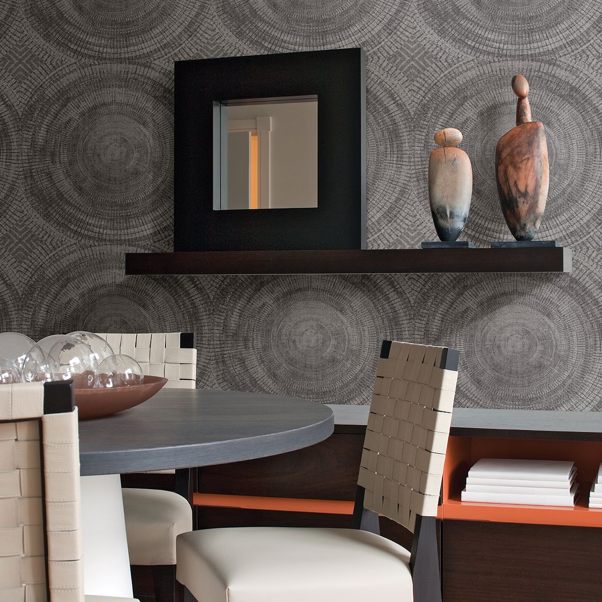 Lalit Taupe Medallion Wallpaper  | Brewster Wallcovering