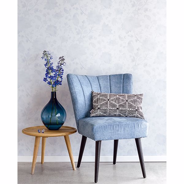 Avens Light Blue Floral Wallpaper  | Brewster Wallcovering - The WorkRm