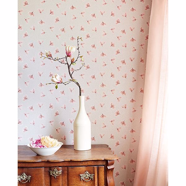 Mullein Blush Floral Wallpaper - Brewster Wallcovering