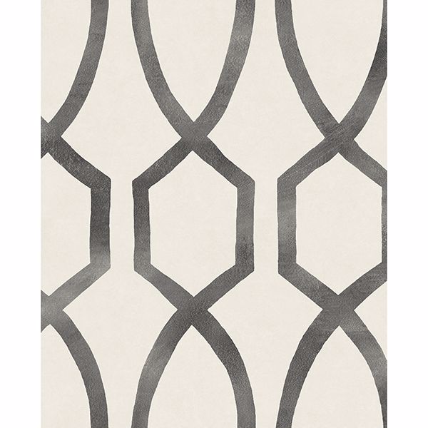 Picture of Stina Charcoal Trellis Wallpaper