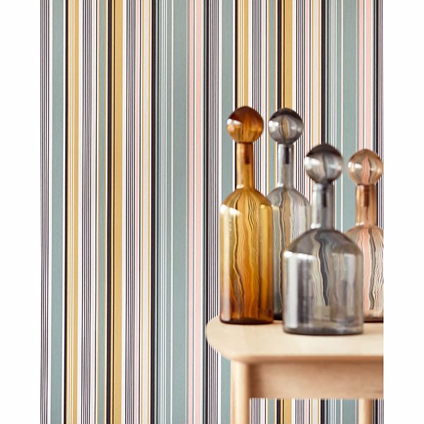 Svea Multicolor Stripe Wallpaper  | Brewster Wallcovering