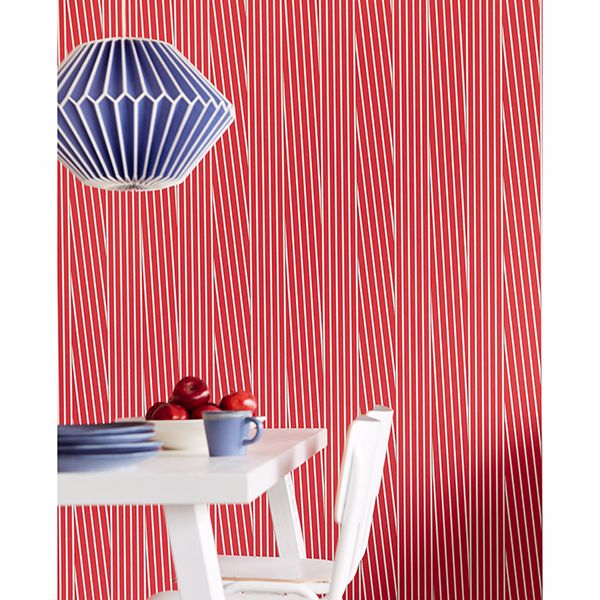 Maryam Red Modern Stripe Wallpaper  | Brewster Wallcovering