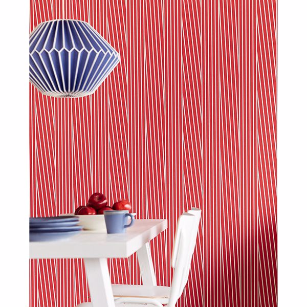 Maryam Red Modern Stripe Wallpaper - Brewster Wallcovering