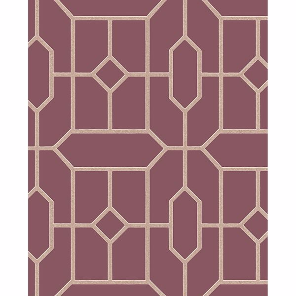 Picture of Johan Maroon Trellis Wallpaper