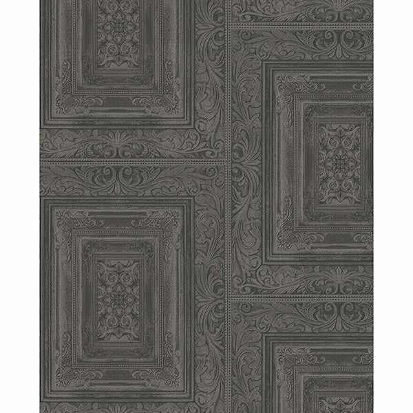 Brewster Wallcovering-Olsson Charcoal Wood Panel Wallpaper