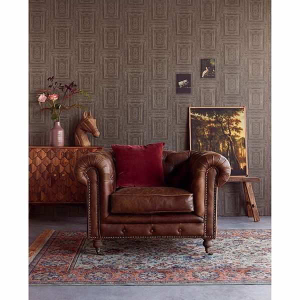 Olsson Charcoal Wood Panel Wallpaper - Brewster Wallcovering