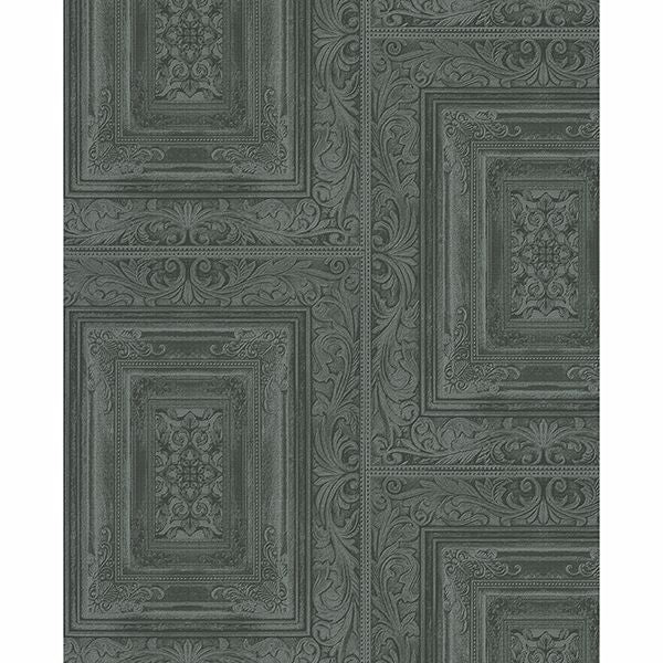 Brewster Wallcovering-Olsson Dark Green Wood Panel Wallpaper