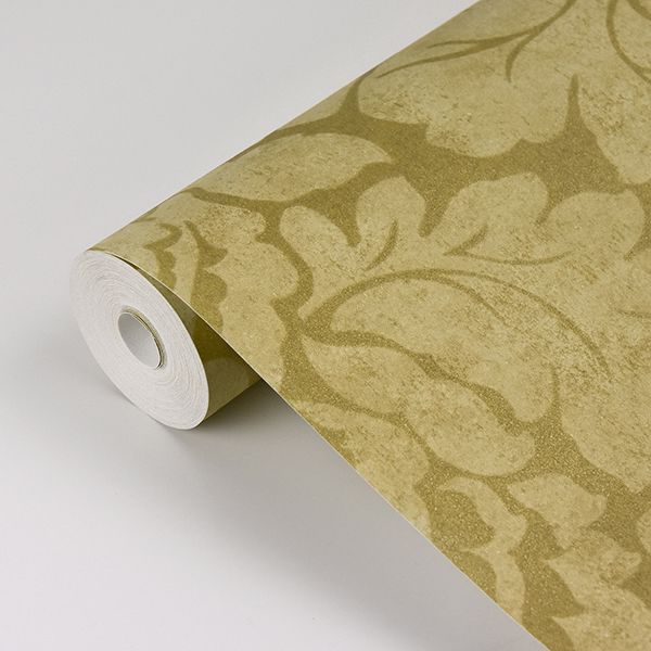 Arvid Beige Damask Wallpaper - Brewster Wallcovering