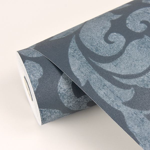 Arvid Blue Damask Wallpaper - Brewster Wallcovering