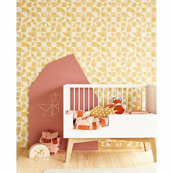 Robyn Wheat Geometric Wallpaper  | Brewster Wallcovering - The WorkRm