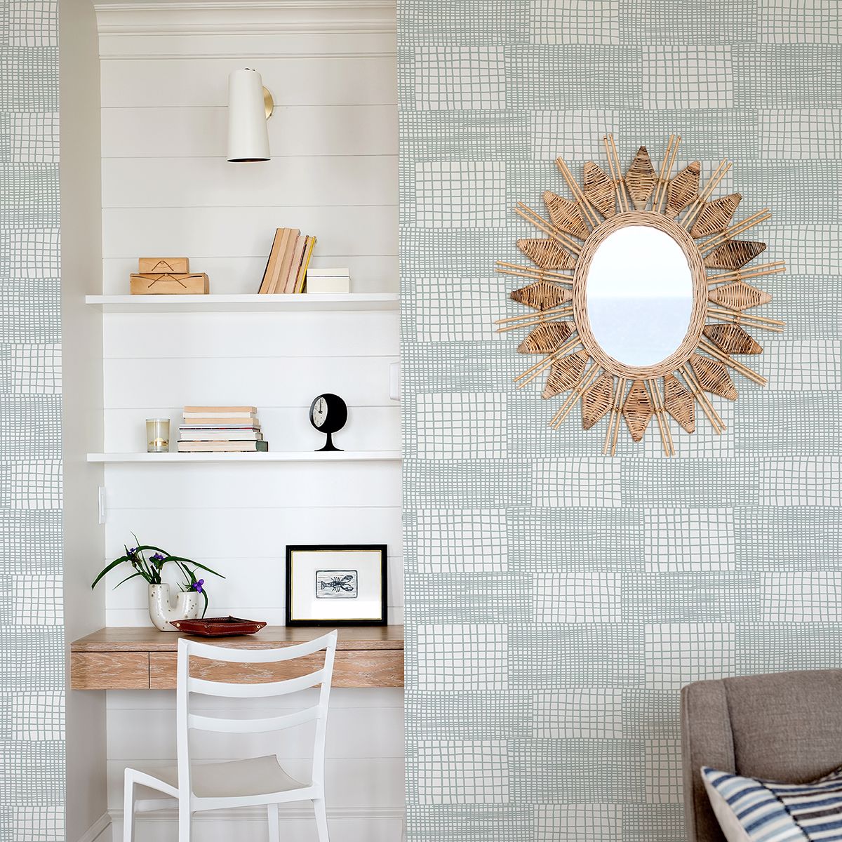 Maxwell Aqua Geometric Wallpaper  | Brewster Wallcovering - The WorkRm