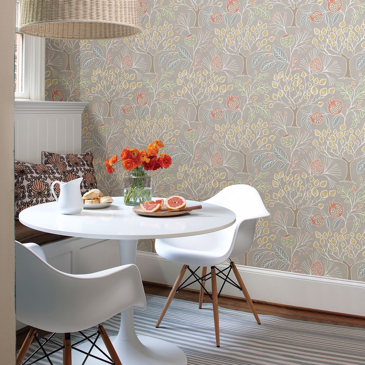 Shiloh Light Grey Botanical Wallpaper  | Brewster Wallcovering - The WorkRm