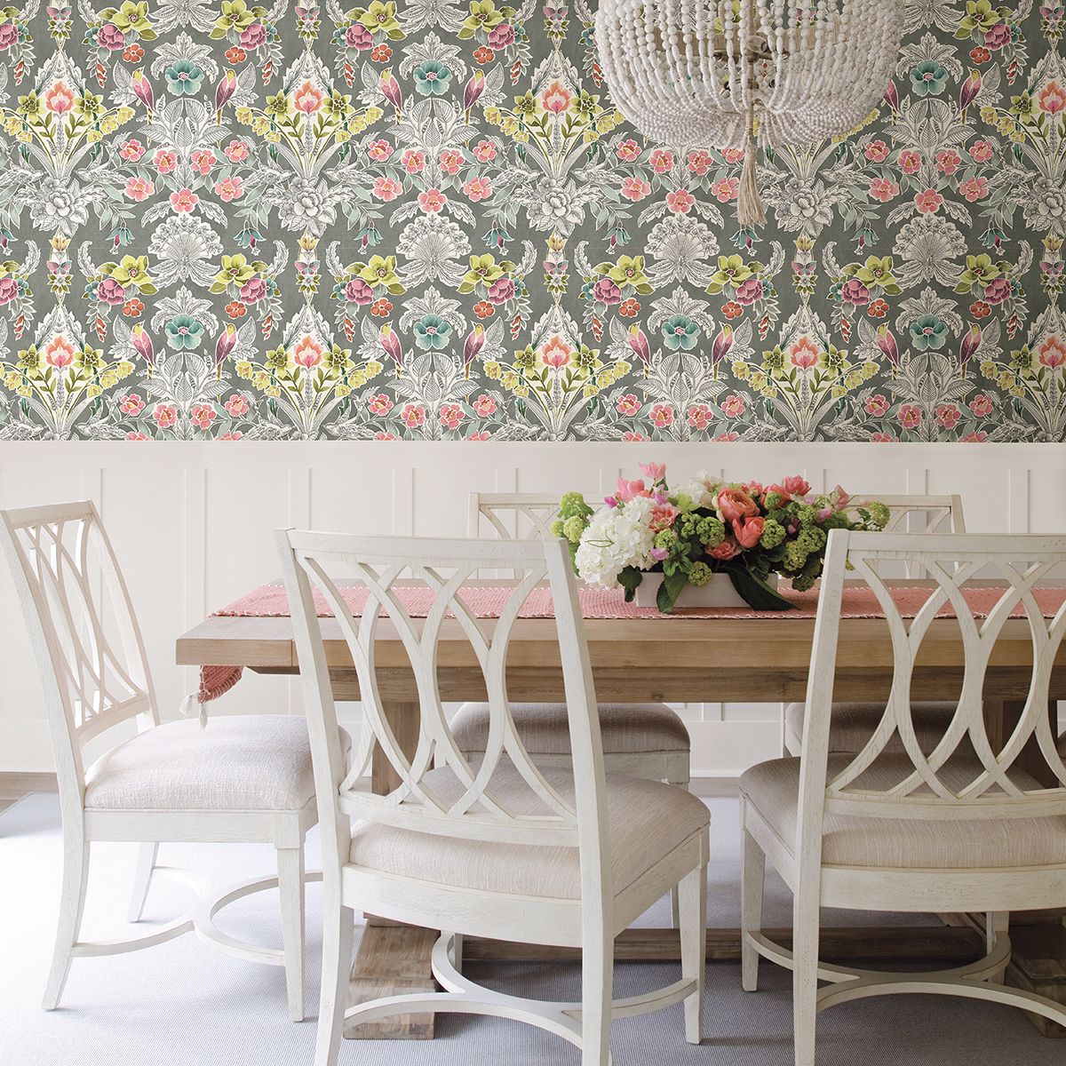 Vera Multicolor Floral Damask Wallpaper  | Brewster Wallcovering - The WorkRm