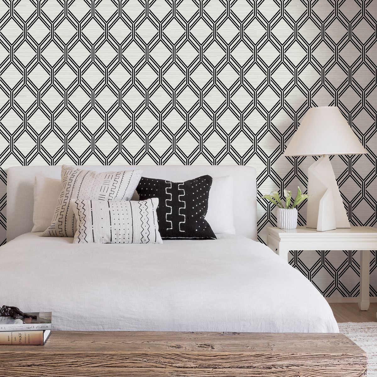 Vaughan Grey Geometric Wallpaper  | Brewster Wallcovering
