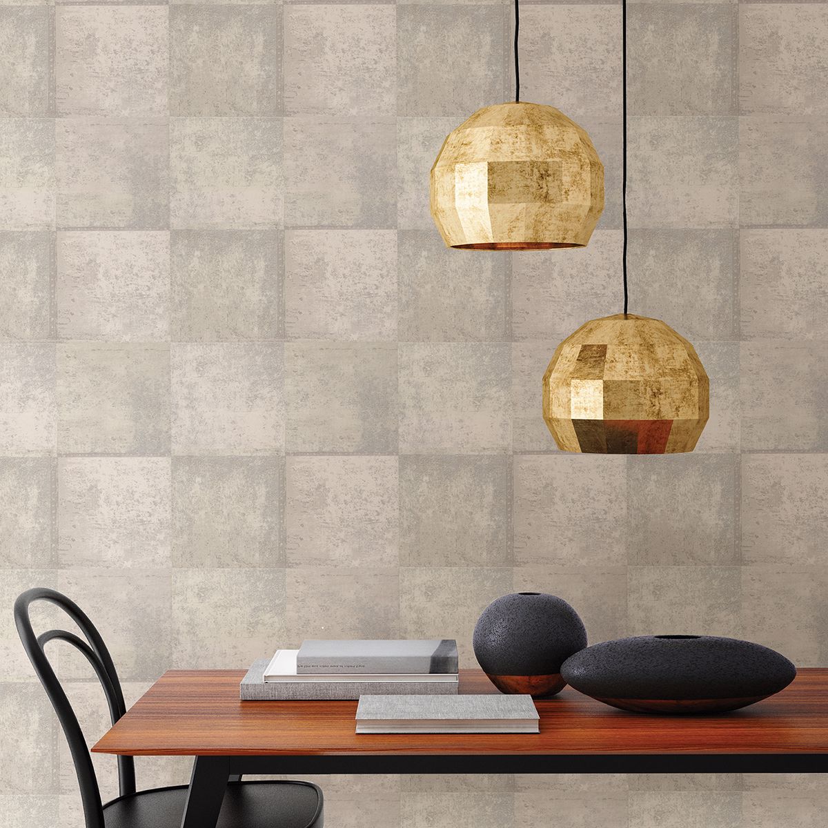 Vela Ivory Distressed Geometric Wallpaper - Brewster Wallcovering