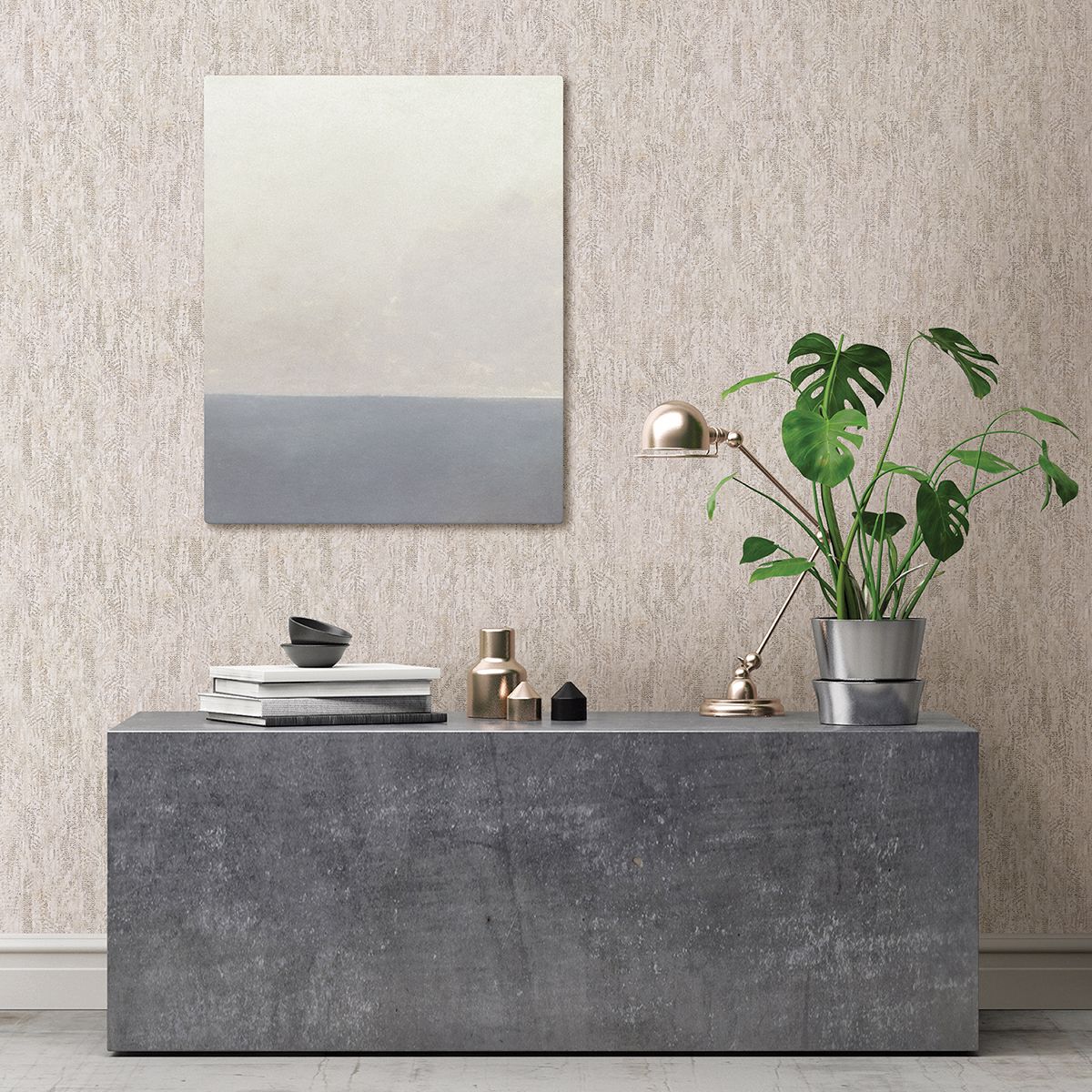 Luster White Distressed Texture Wallpaper - Brewster Wallcovering