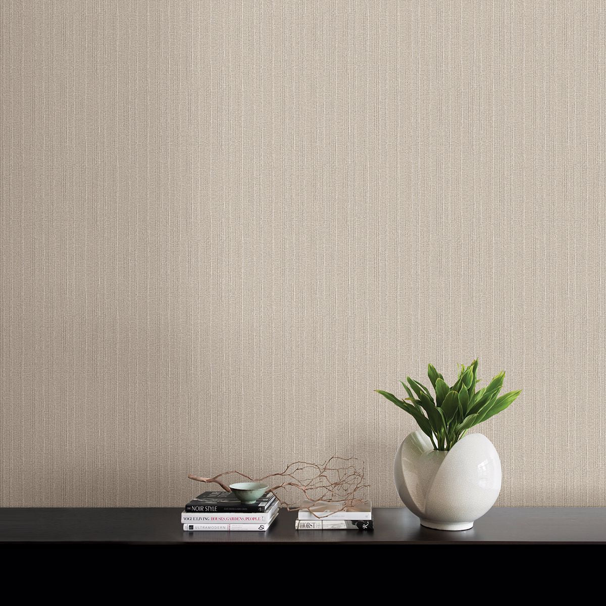 Kinsley Light Brown Distressed Stripe Wallpaper - Brewster Wallcovering