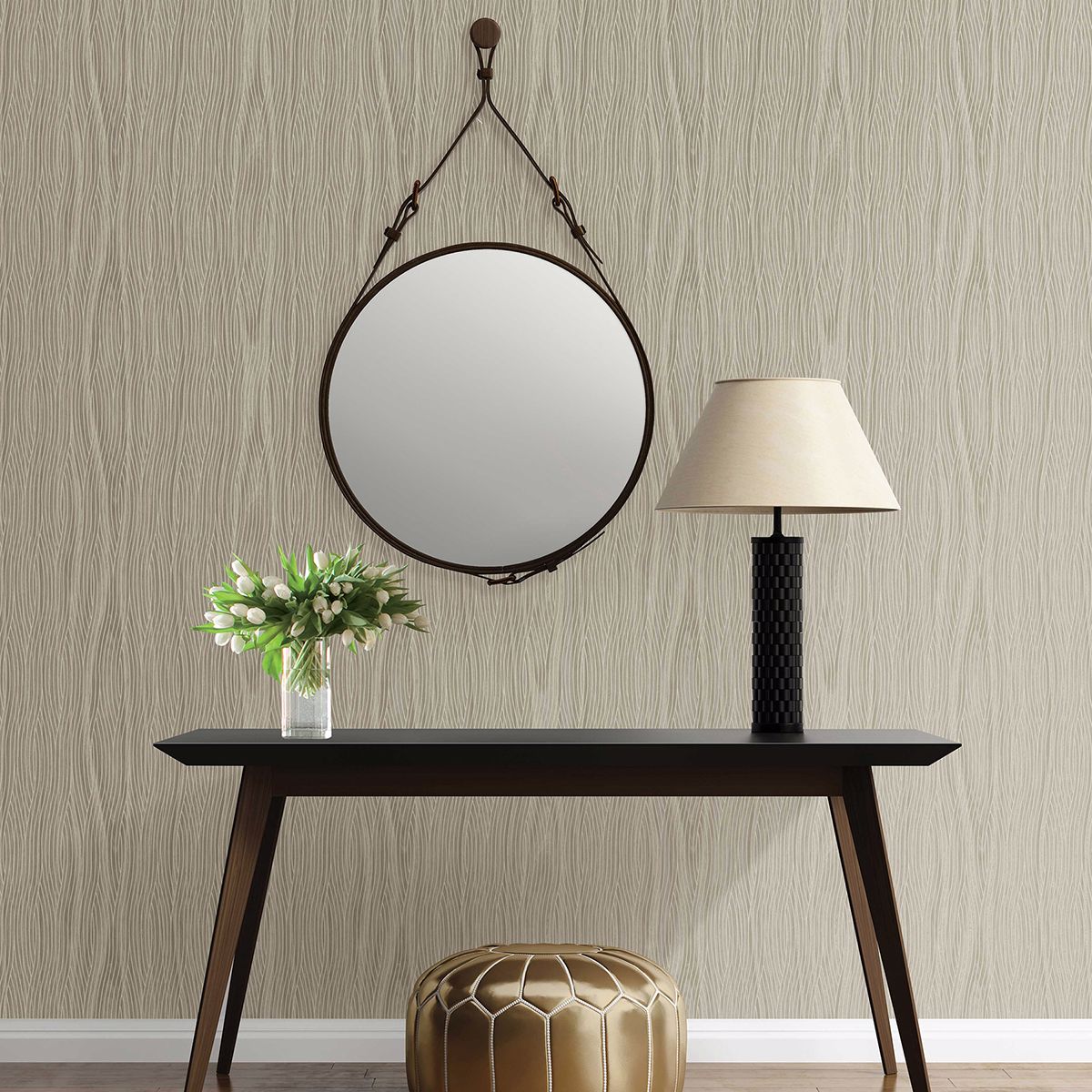 Grayson Taupe Geometric Wallpaper - Brewster Wallcovering