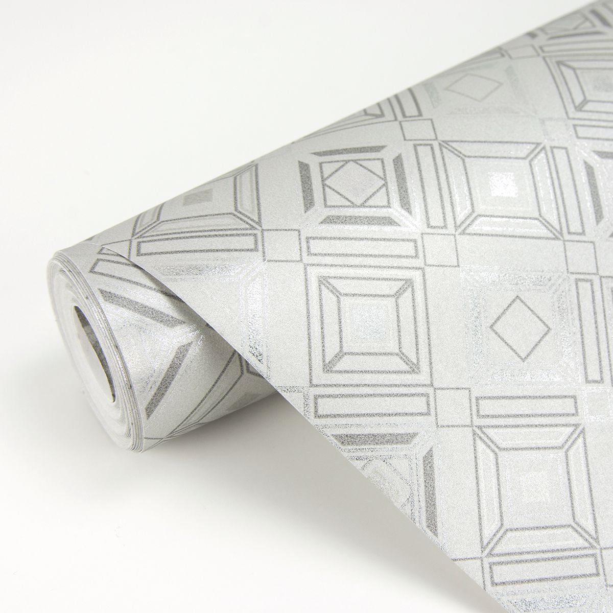 Sonic Light Grey Geometric Wallpaper - Brewster Wallcovering