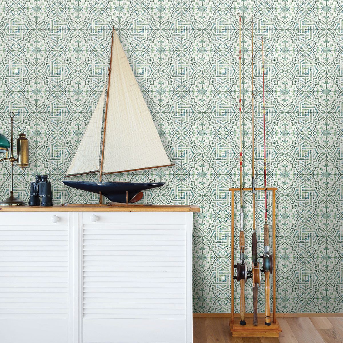 Sonoma Green Beach Tile Wallpaper - Brewster Wallcovering