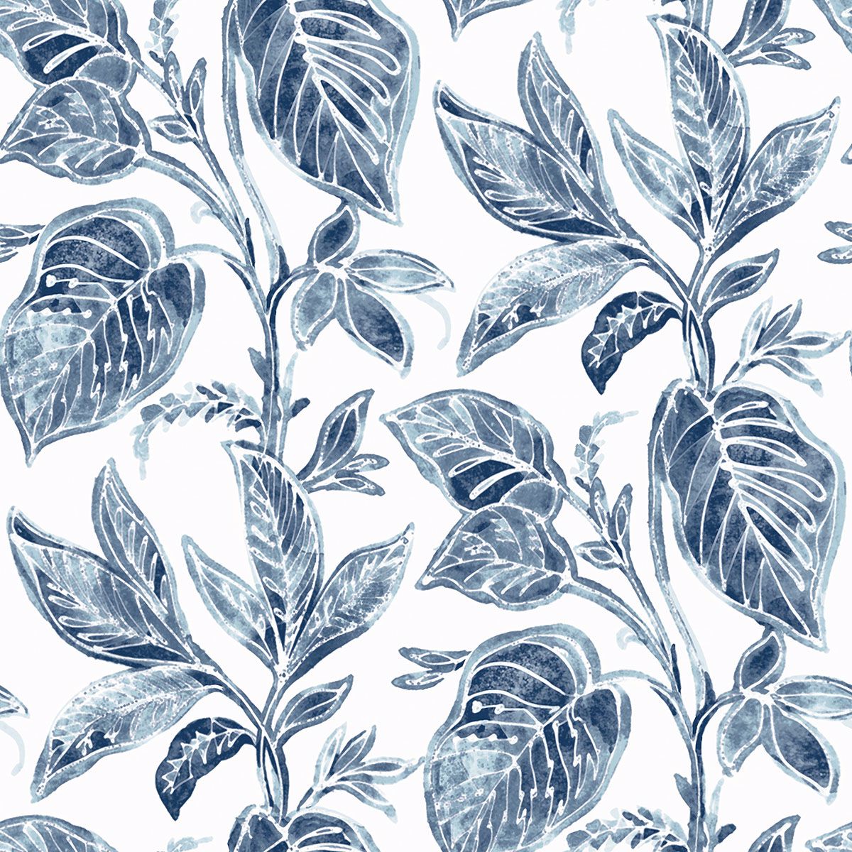 Picture of Mangrove Blue Botanical Wallpaper