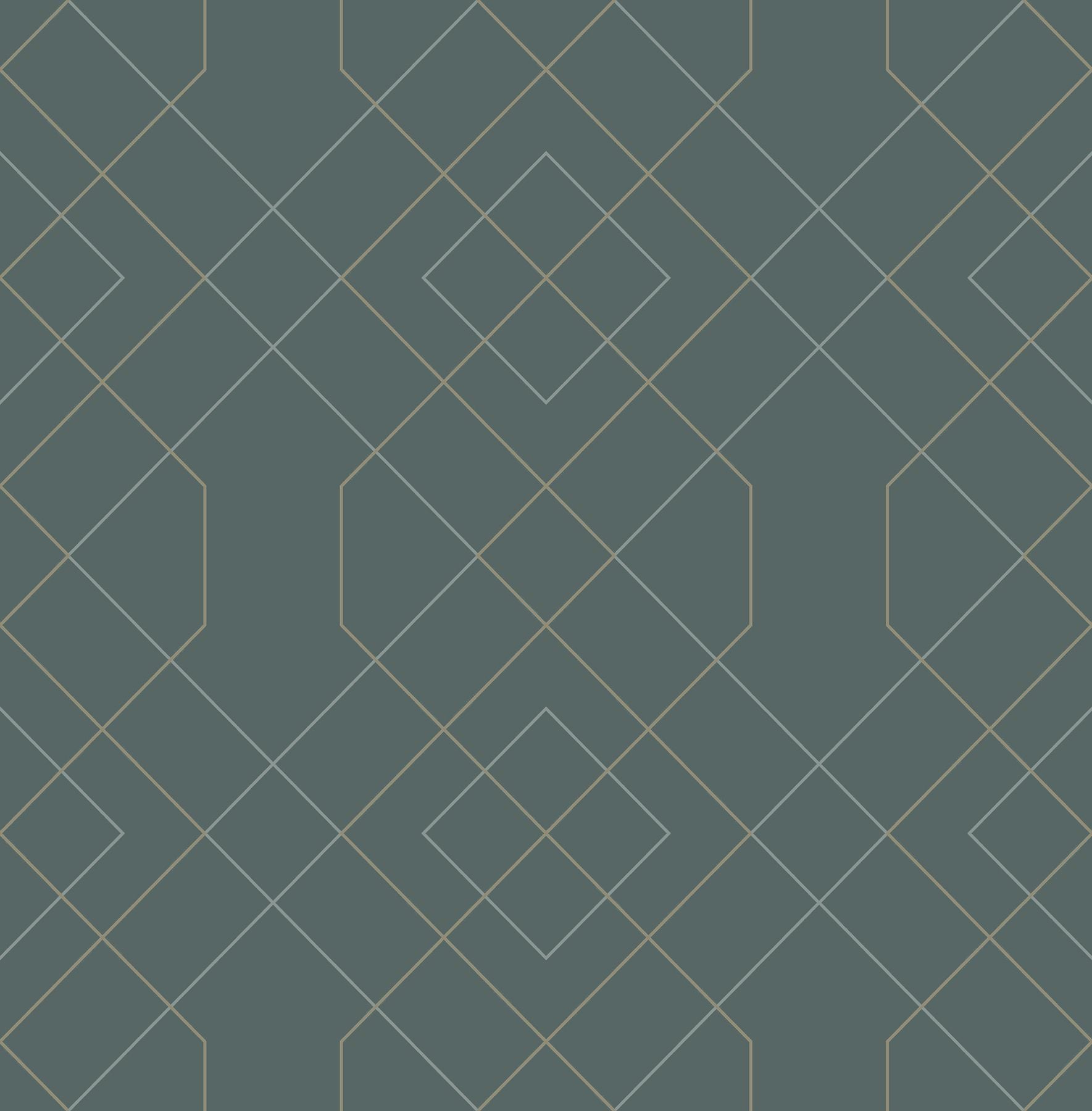 Brewster Wallcovering-Ballard Teal Geometric Wallpaper- Scott Living