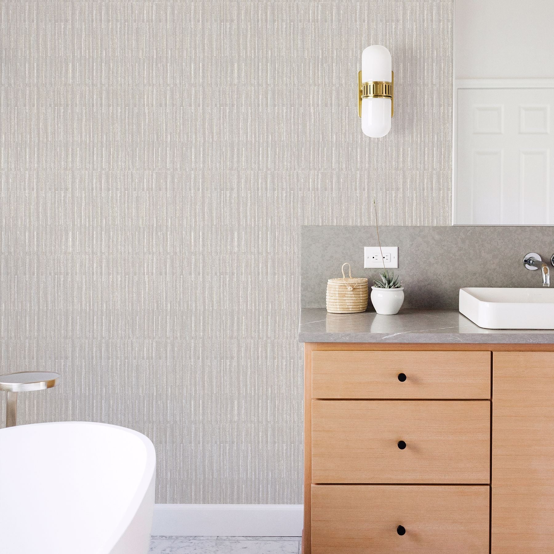 Brixton Light Grey Texture Wallpaper- Scott Living  | Brewster Wallcovering - The WorkRm