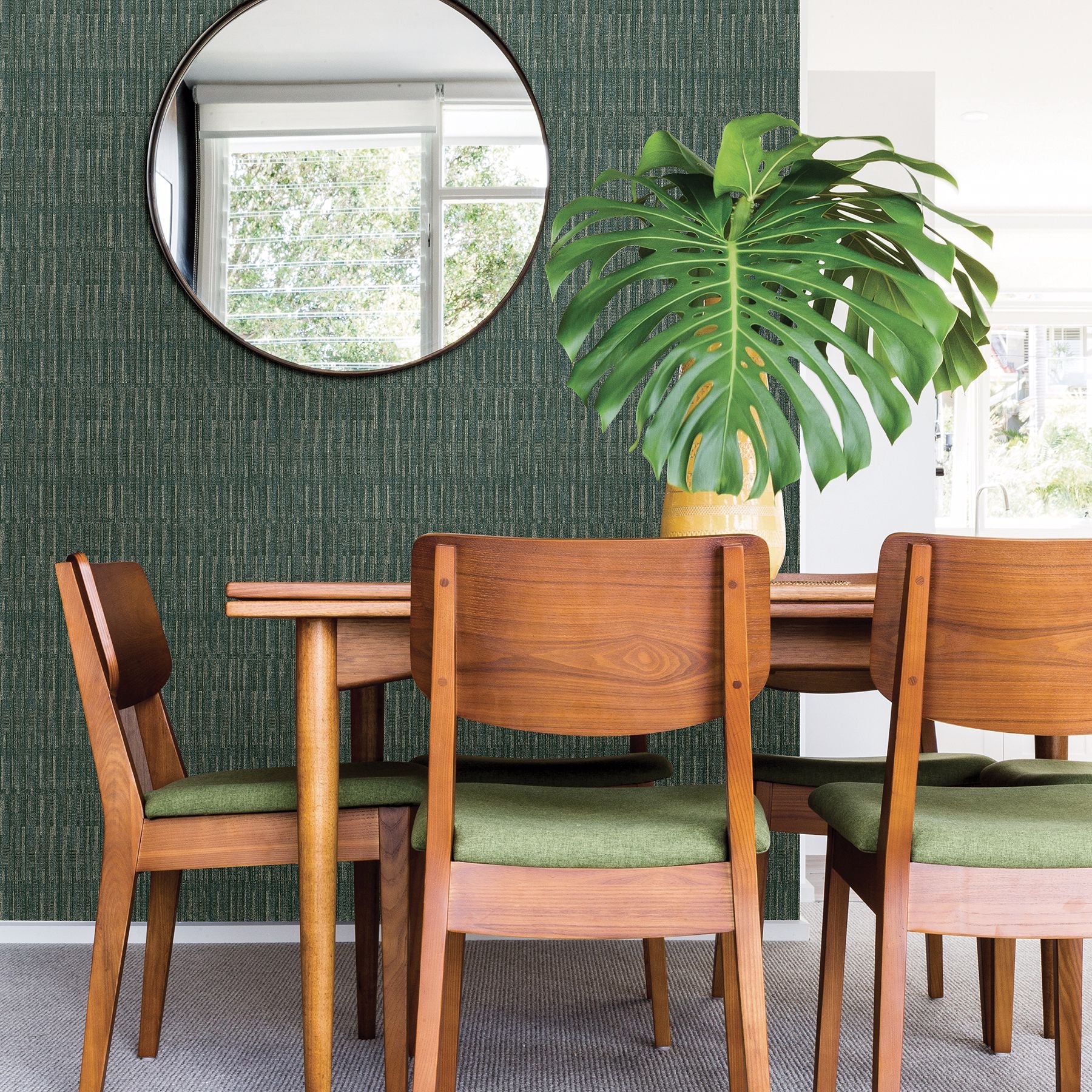 Brixton Green Texture Wallpaper- Scott Living - Brewster Wallcovering