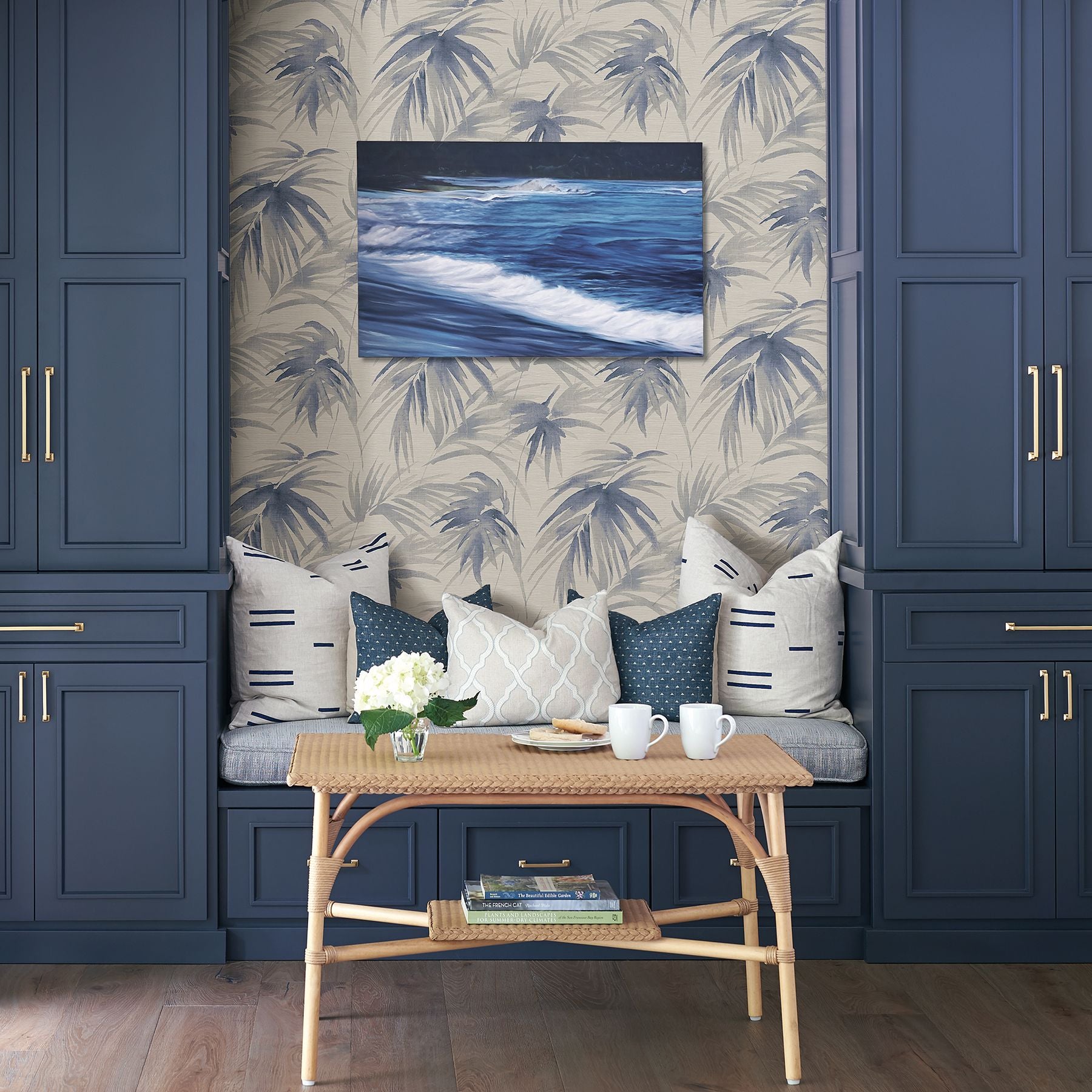 Darlana Blue Grasscloth Wallpaper- Scott Living  | Brewster Wallcovering - The WorkRm