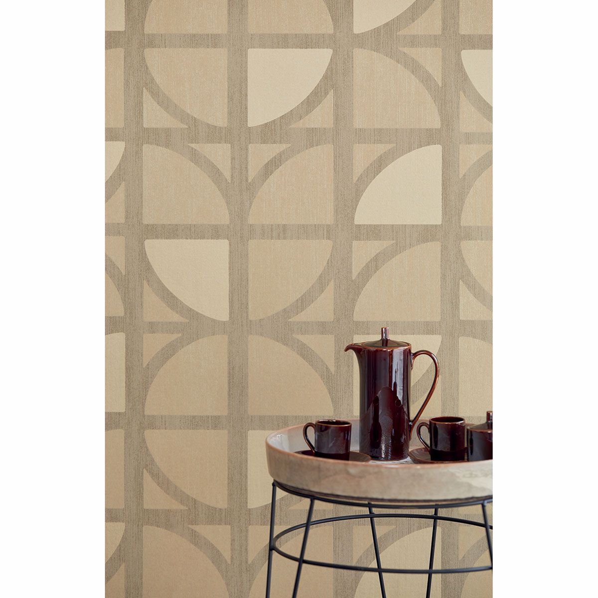 Tulip Gold Geometric Trellis Wallpaper - Brewster Wallcovering