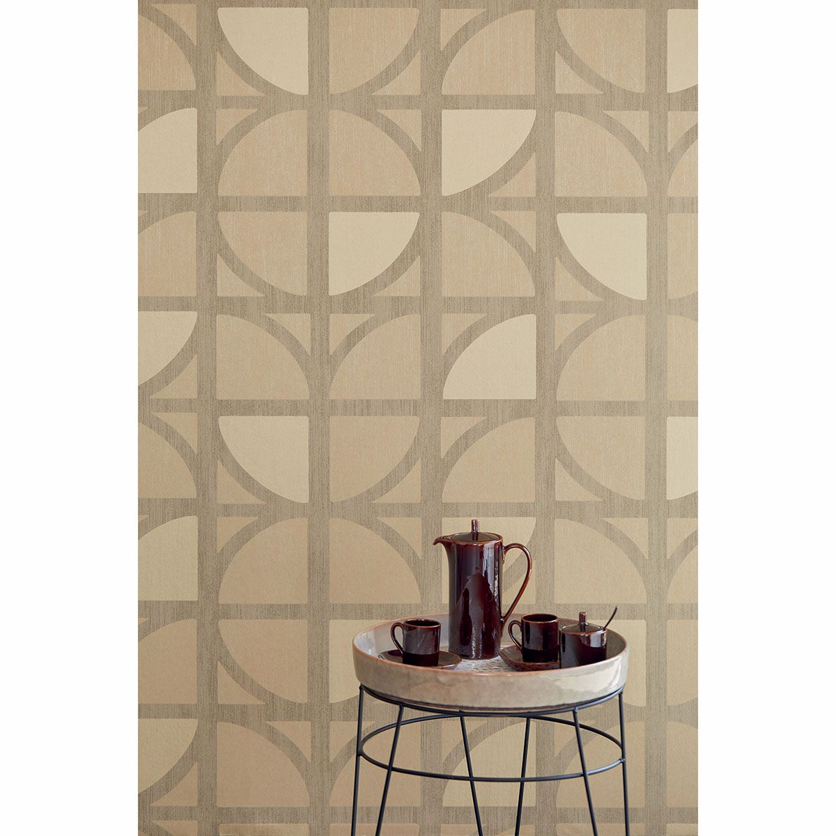 Tulip Gold Geometric Trellis Wallpaper  | Brewster Wallcovering